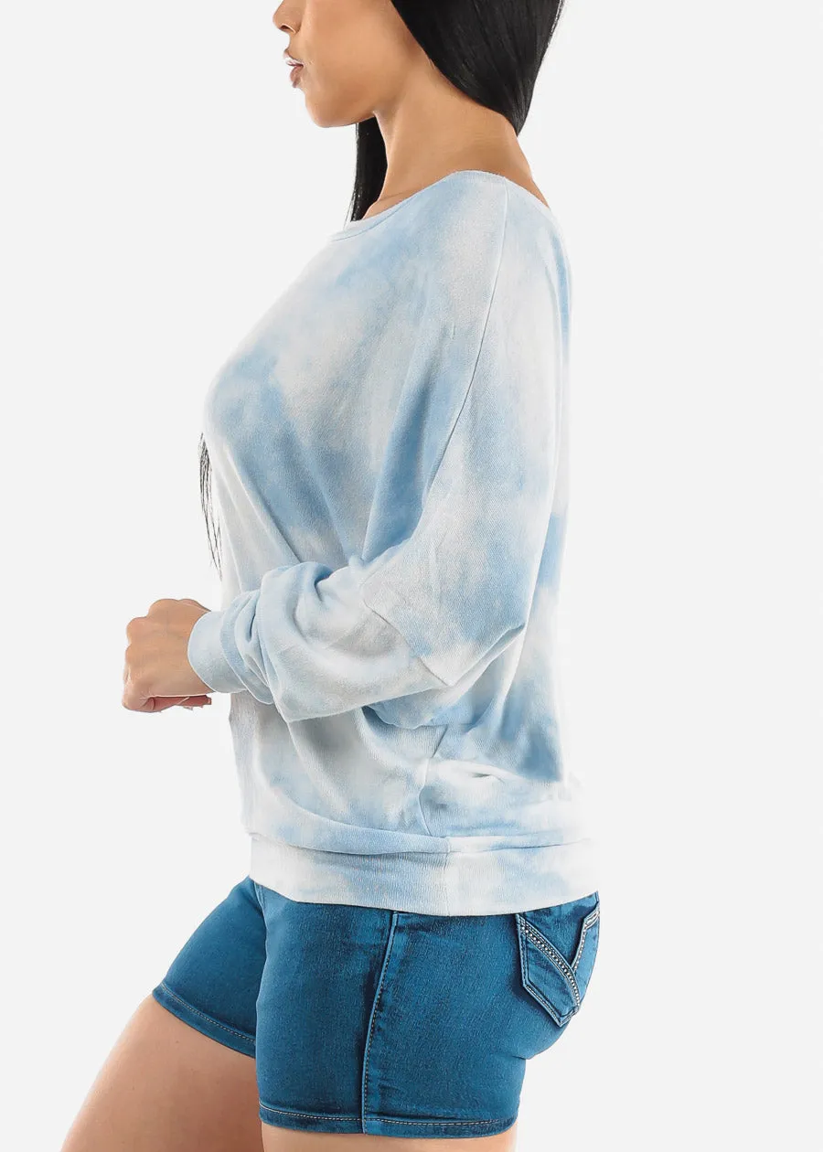 Tie Dye Long Sleeve Dolman Tunic Top Blue sold by Moda product image thumbnail 3