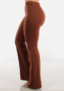 High Waisted Wide Legged Elegant Pants Brown sold by Moda
