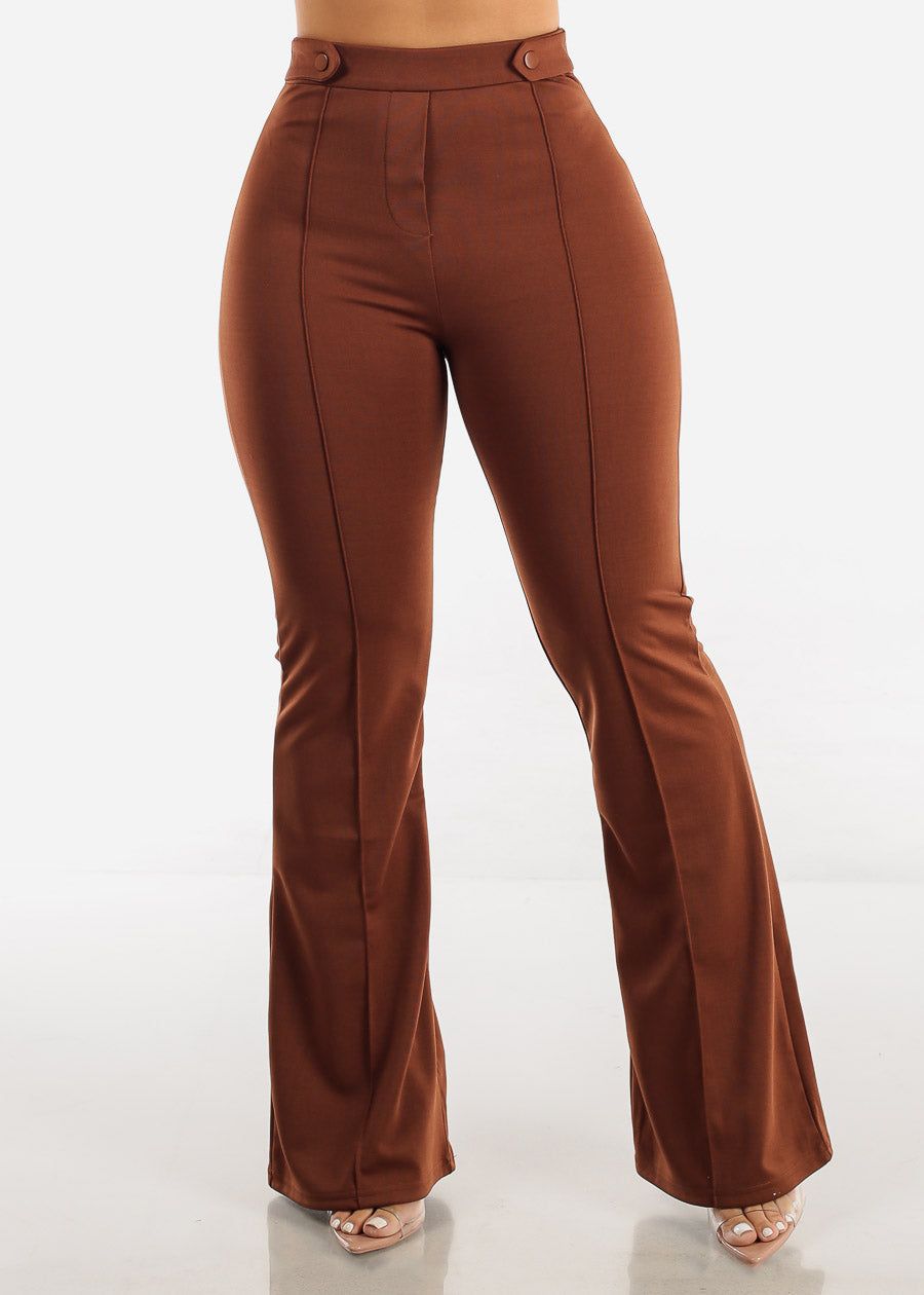 High Waisted Wide Legged Elegant Pants Brown sold by Moda
