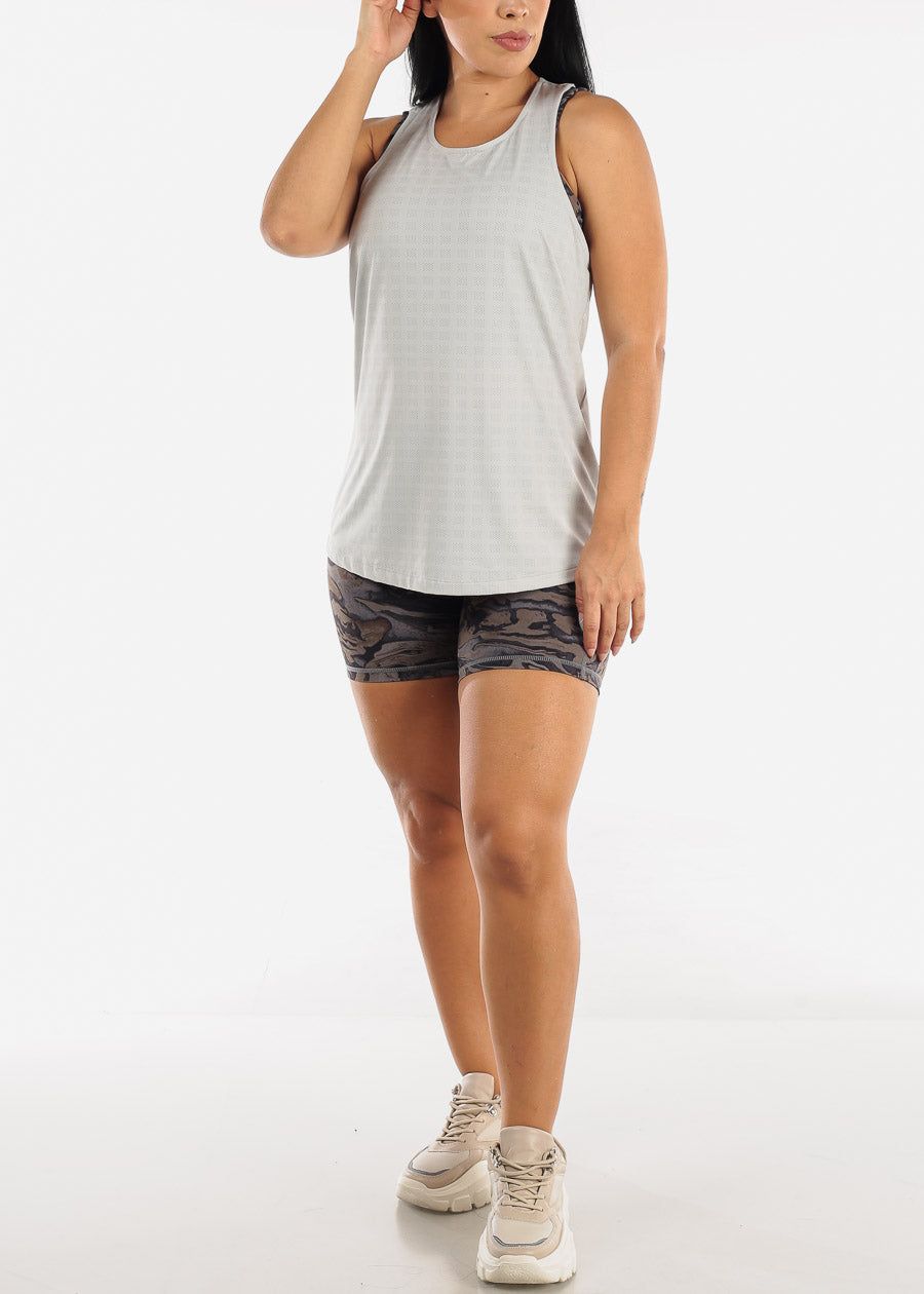 Twisted Racerback Active Tunic Tank Top Light Grey sold by Moda product image thumbnail 3