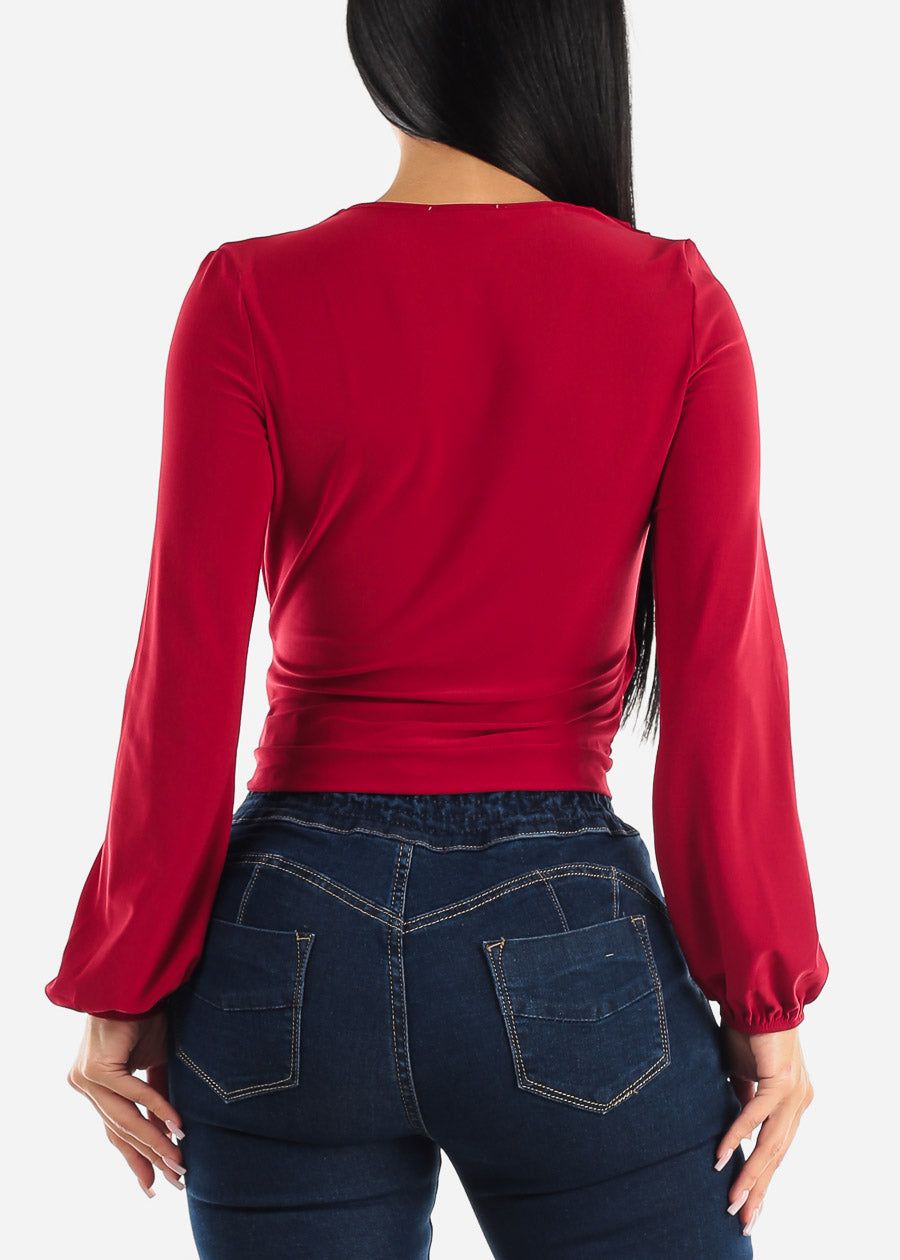 Surplice Long Sleeve Dressy Blouse Ruby sold by Moda product image thumbnail 4