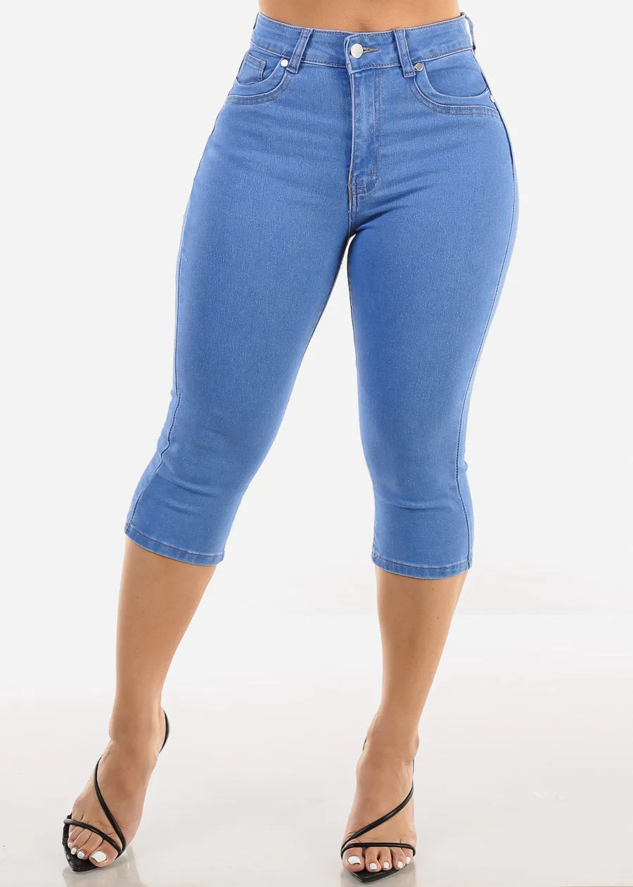 Super High Waist Butt Lifting Light Denim Capris sold by Moda product image thumbnail 3