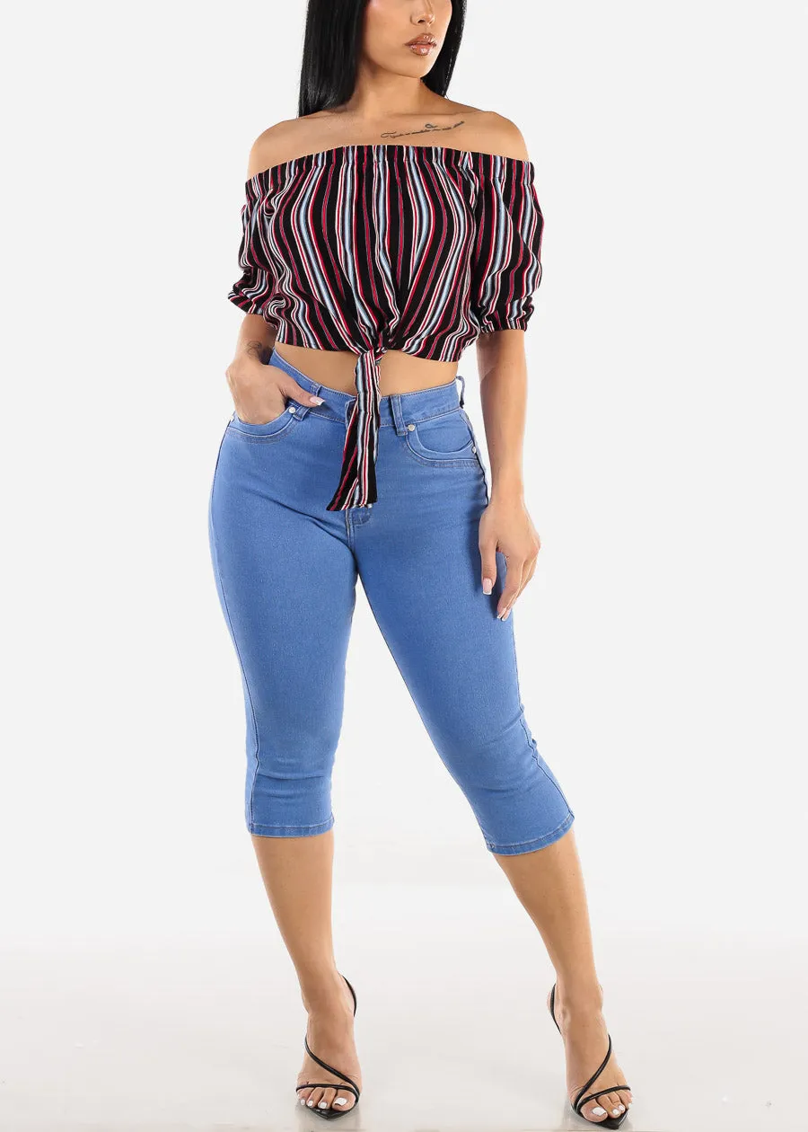 Super High Waist Butt Lifting Light Denim Capris sold by Moda product image thumbnail 2