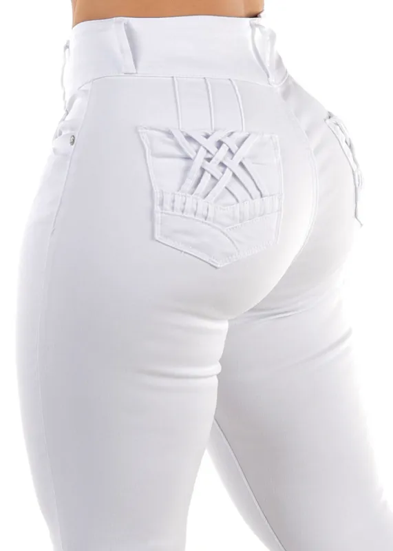 White Butt Lift High Waisted Skinny Jeans sold by Moda