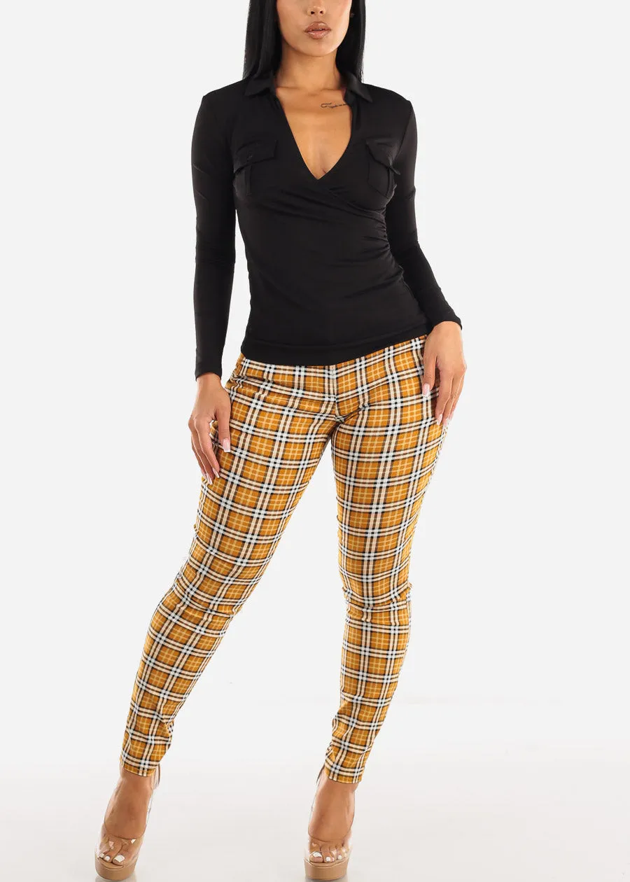 Black Long Sleeve Surplice Collared Blouse sold by Moda product image thumbnail 2