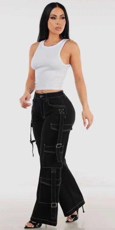 Sleeveless Black Cargo Denim Combo sold by Moda