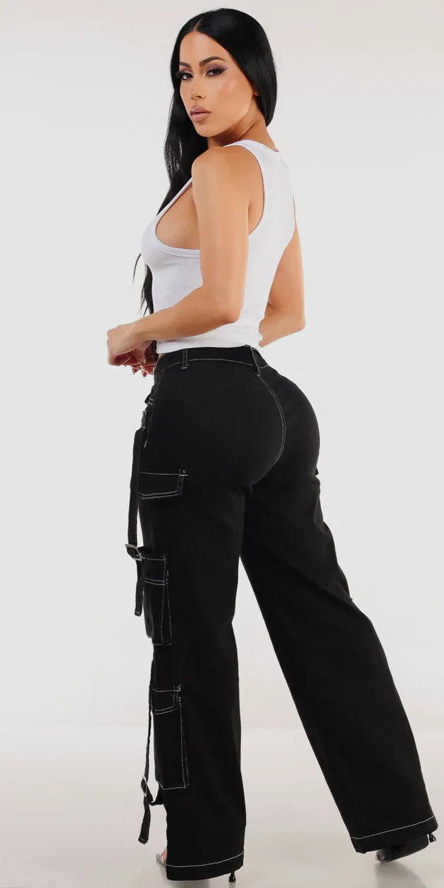 Sleeveless Black Cargo Denim Combo sold by Moda product image thumbnail 2