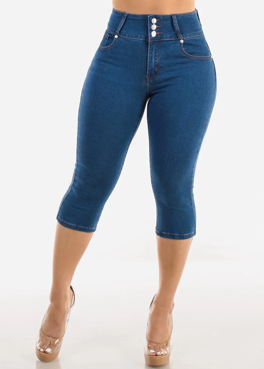 High Waisted Butt Lifting Indigo Denim Capris sold by Moda product image thumbnail 3