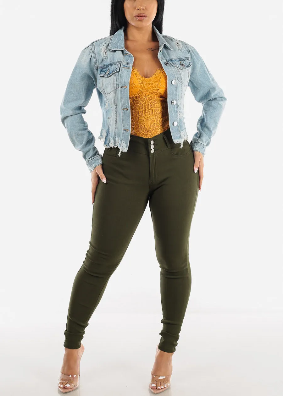 Light Blue Distressed Denim Jacket sold by Moda product image thumbnail 2