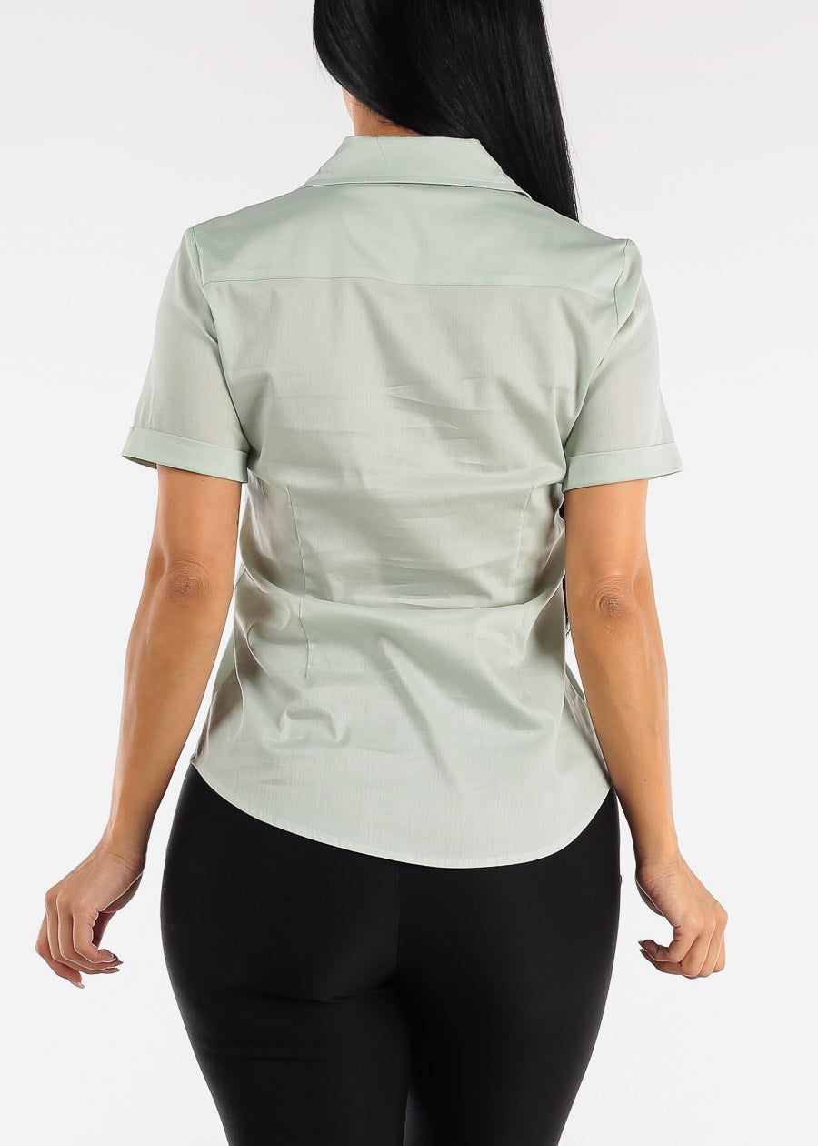 Short Sleeve Button Down Mint Shirt sold by Moda product image thumbnail 4
