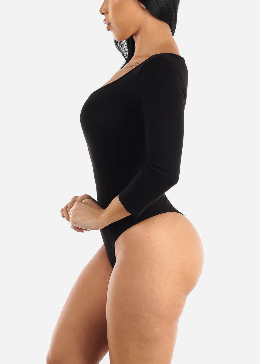 Black Scoop Neck Thong Bodysuit sold by Moda product image thumbnail 3