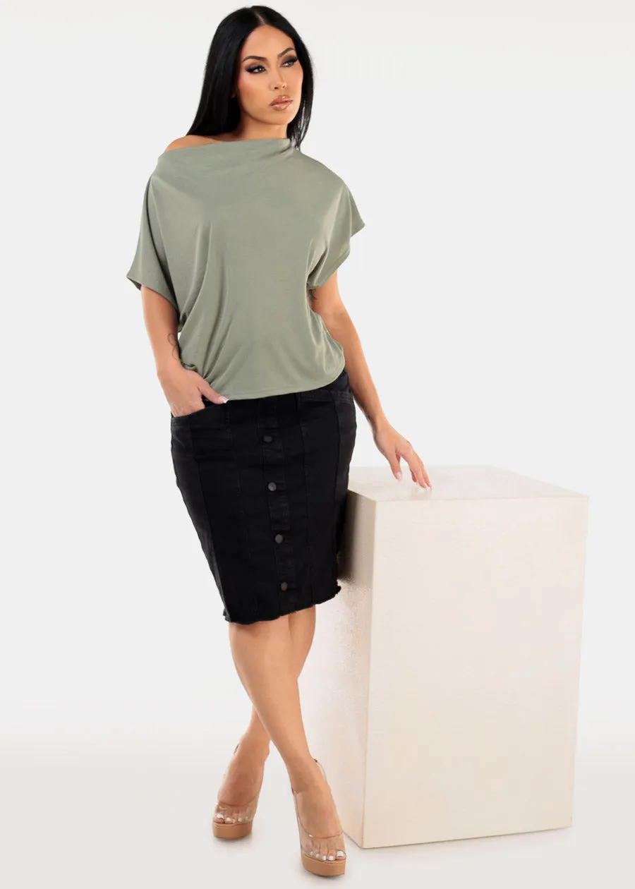 Asymmetrical Neckline Top Sage sold by Moda product image thumbnail 2