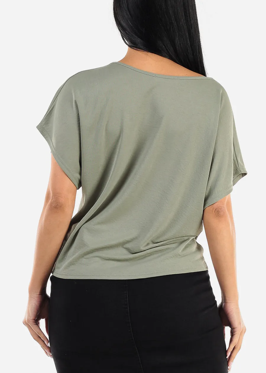 Asymmetrical Neckline Top Sage sold by Moda product image thumbnail 4