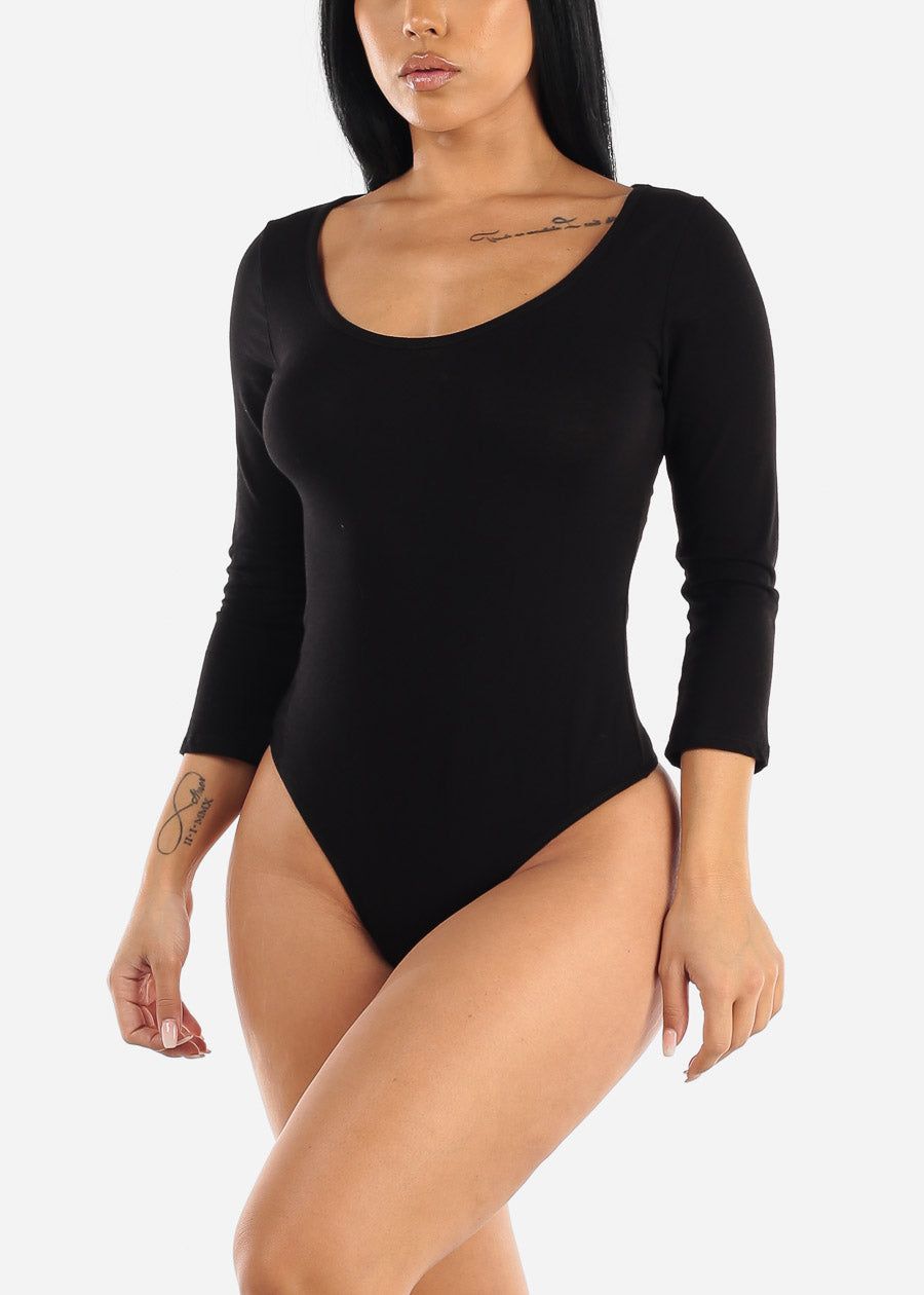 Black Scoop Neck Thong Bodysuit sold by Moda product image thumbnail 2