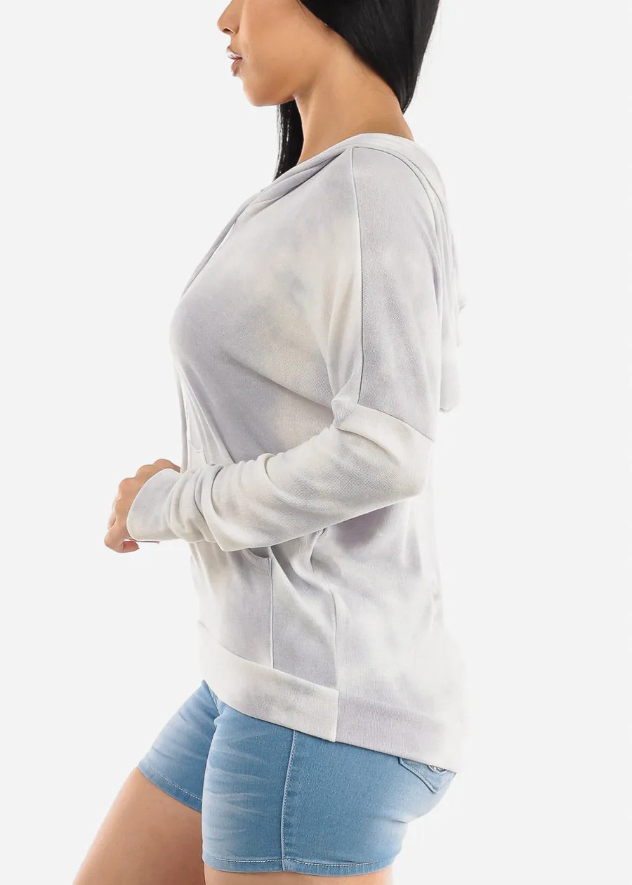 Long Sleeve Tie Dye Pullover Tunic Hoodie Grey sold by Moda product image thumbnail 3