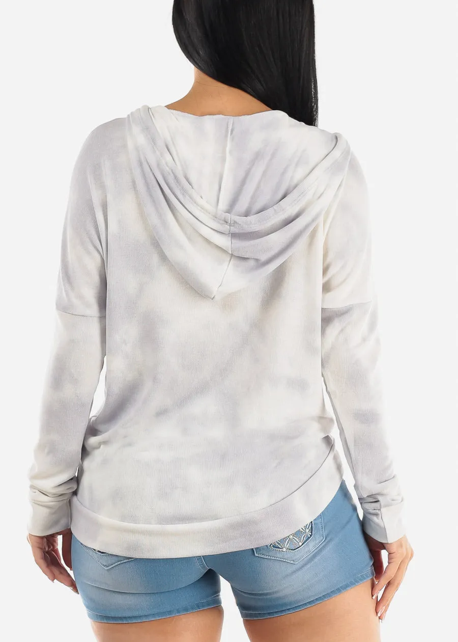 Long Sleeve Tie Dye Pullover Tunic Hoodie Grey sold by Moda product image thumbnail 4