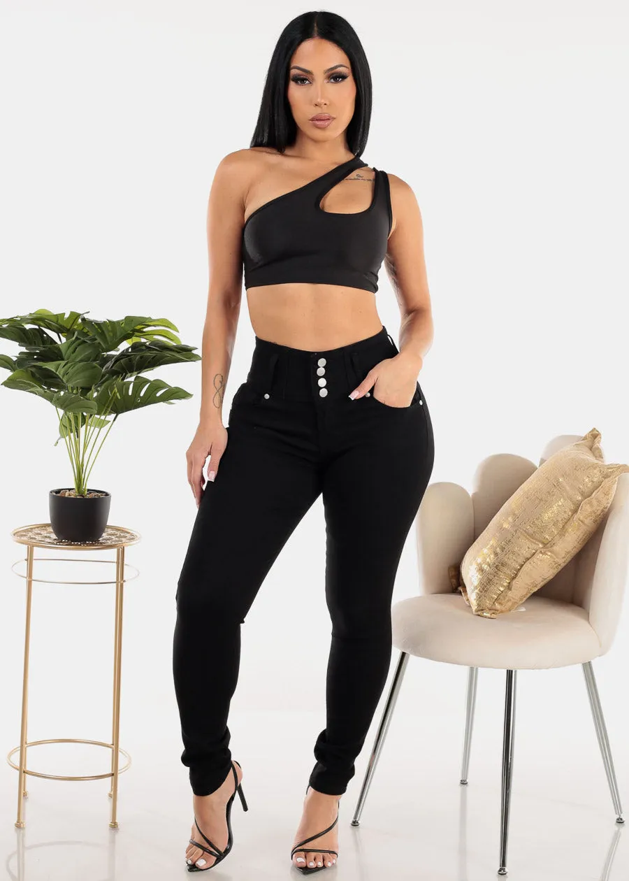 High Waist Butt Lift Black Skinny Jeans sold by Moda product image thumbnail 2