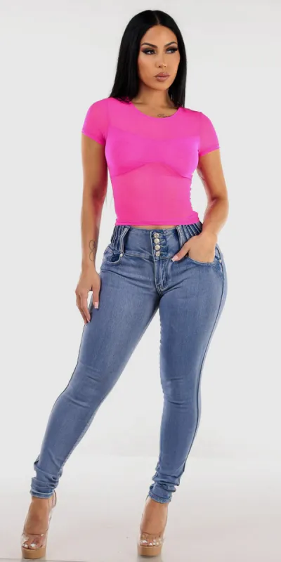 Mesh Butt Lift Denim Look sold by Moda