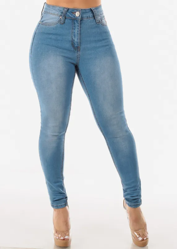 Classic High Waist Stretchy Light Skinny Jeans sold by Moda