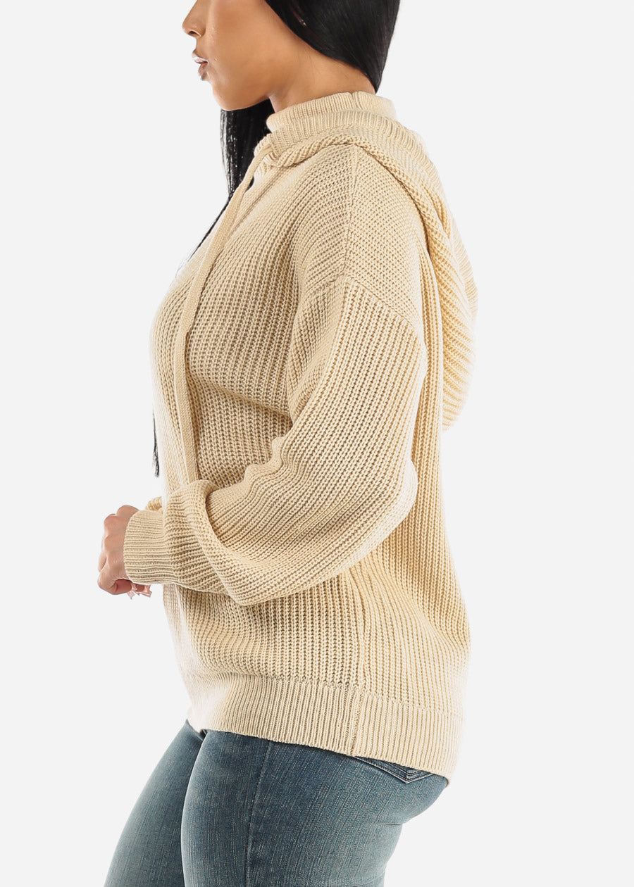 Hooded Long Sleeve Knit Sweater Beige sold by Moda product image thumbnail 5