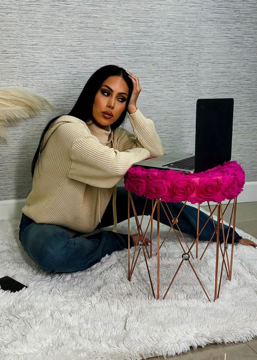 Hooded Long Sleeve Knit Sweater Beige sold by Moda product image thumbnail 2