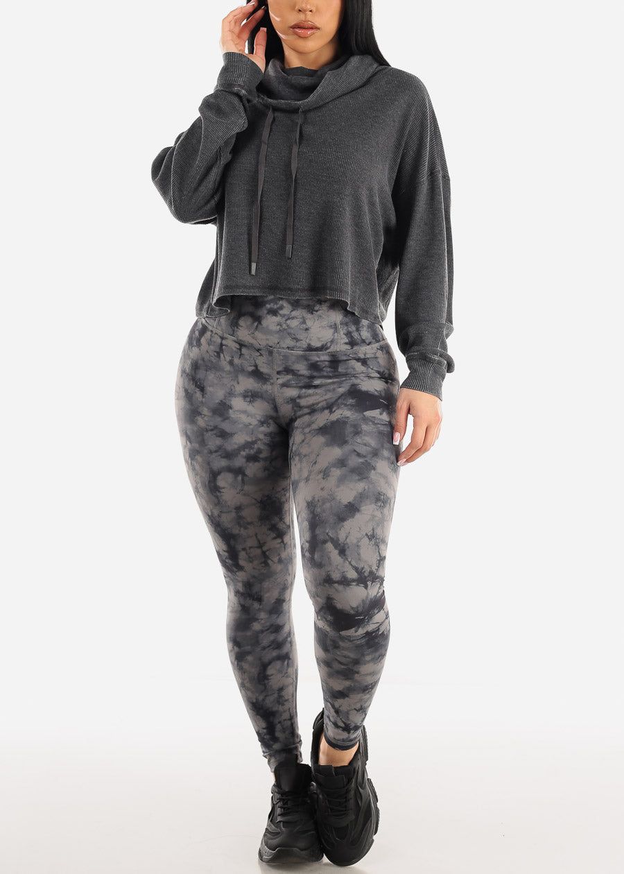 High Waisted Tie Dye Activewear Leggings Black sold by Moda product image thumbnail 2
