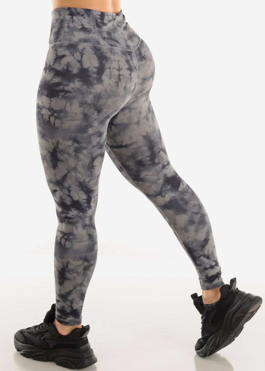 High Waisted Tie Dye Activewear Leggings Black sold by Moda product image thumbnail 4