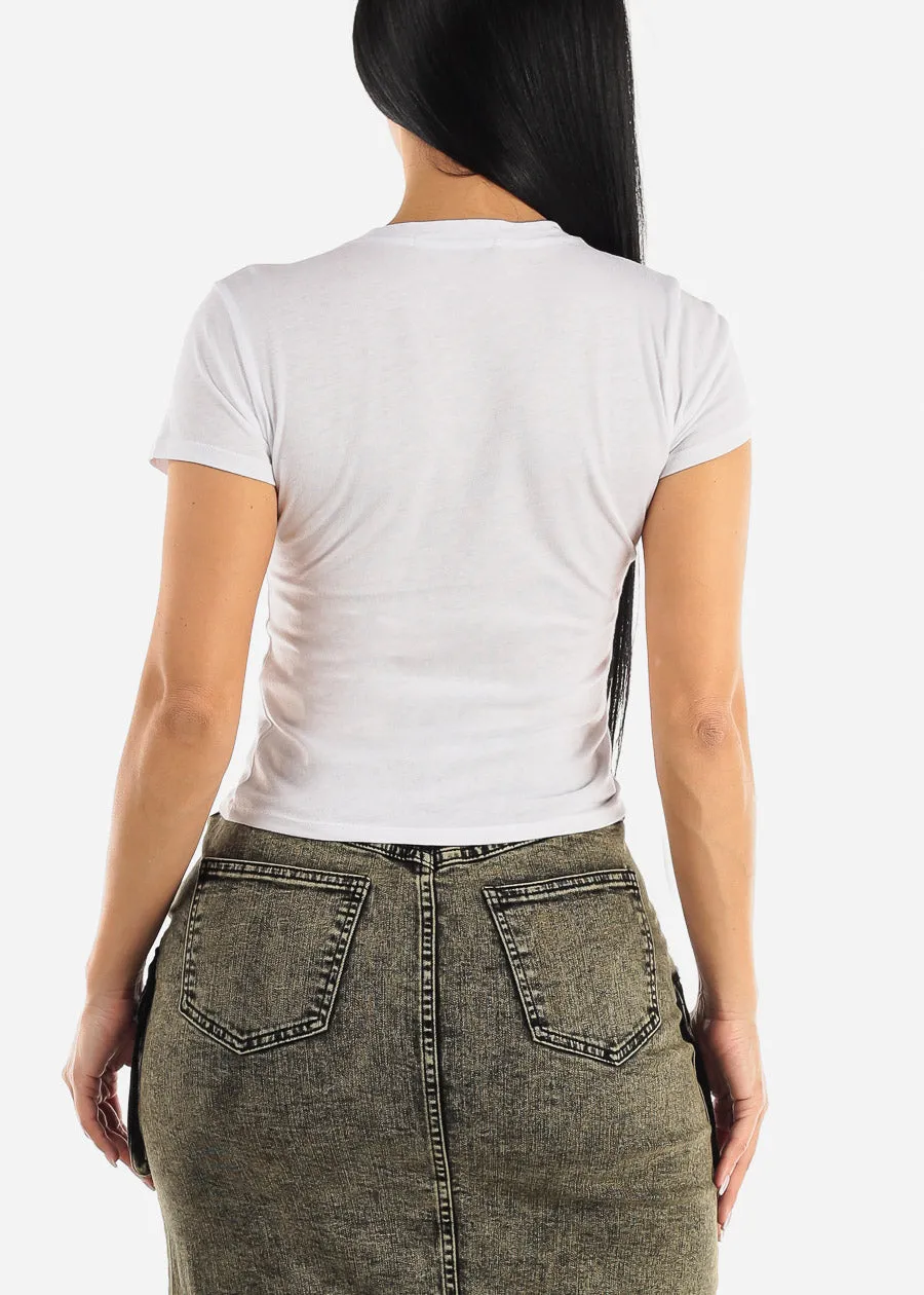 Short Sleeve Graphic Crop Top "Hangovers Build Character" sold by Moda product image thumbnail 4