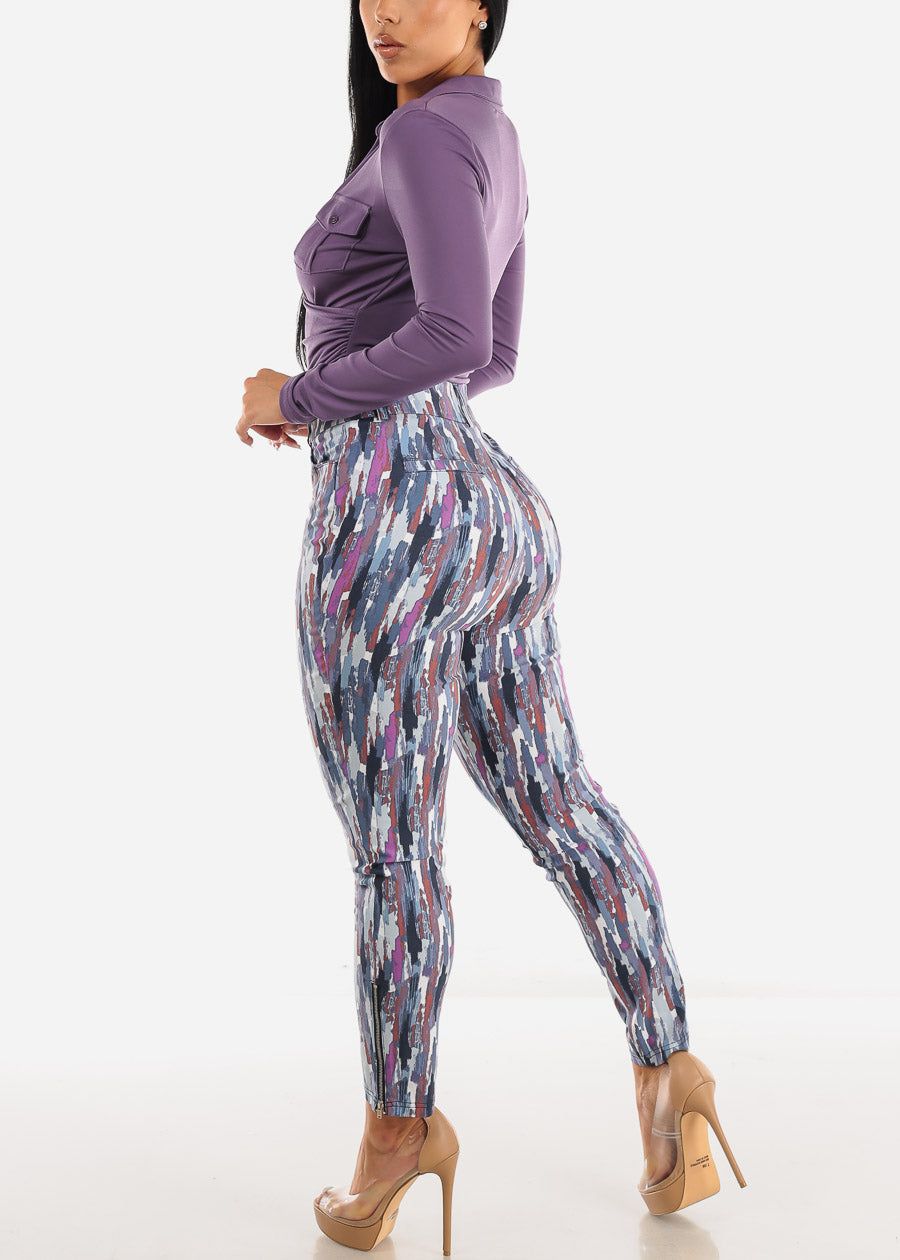 Super High Waist Printed Dressy Skinny Pants Multicolor sold by Moda product image thumbnail 5