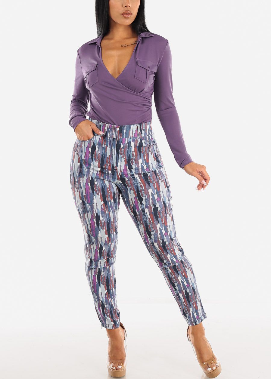 Super High Waist Printed Dressy Skinny Pants Multicolor sold by Moda product image thumbnail 2