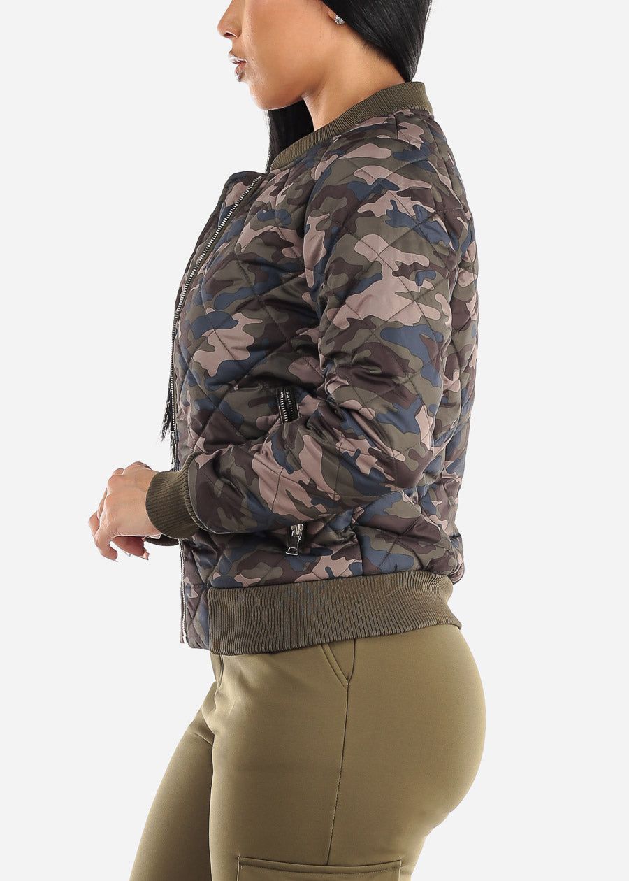 Quilted Camouflage Zip Up Puffer Jacket sold by Moda product image thumbnail 5