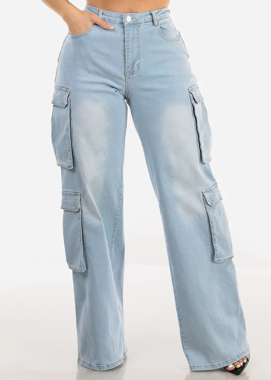 Butt Lifting High Waist Stretchy Light Cargo Jeans sold by Moda product image thumbnail 5