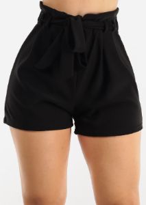 Paperbag Waist Tie Black Shorts sold by Moda