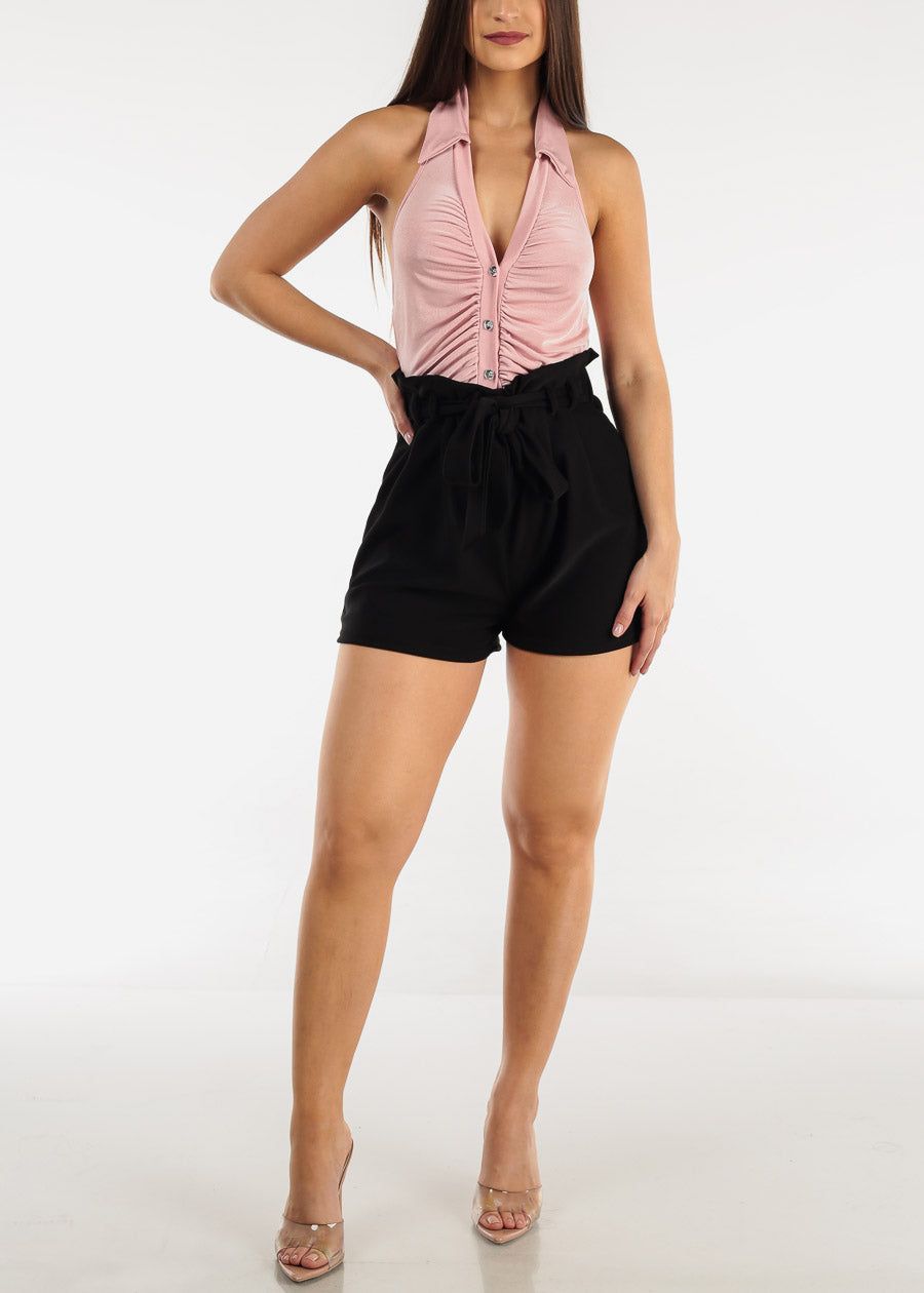 Paperbag Waist Tie Black Shorts sold by Moda product image thumbnail 2