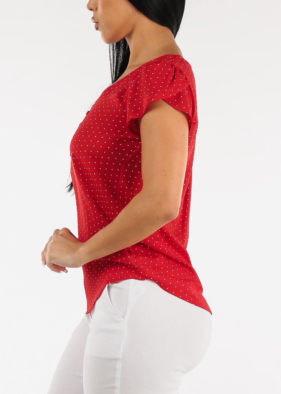 Short Sleeve Polka Dot Chiffon Blouse Red sold by Moda product image thumbnail 3
