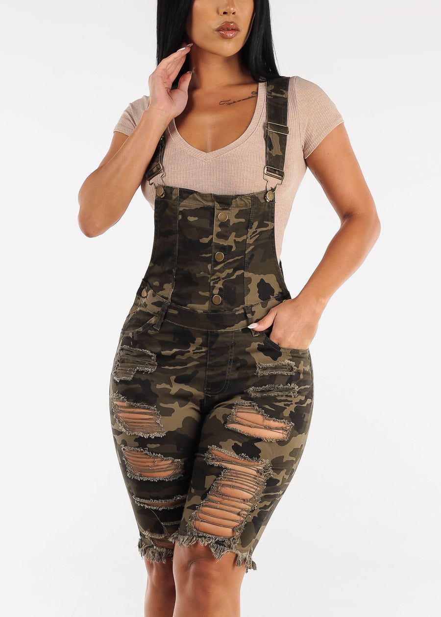 Distressed Camouflage Bermuda Overalls sold by Moda product image thumbnail 3