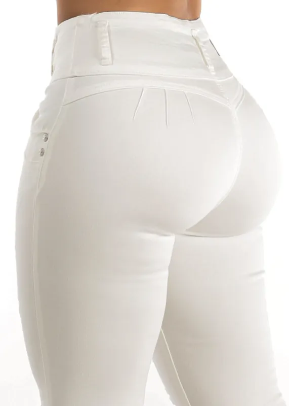 Levantacola High Waisted Butt Lifting White Skinny Jeans sold by Moda