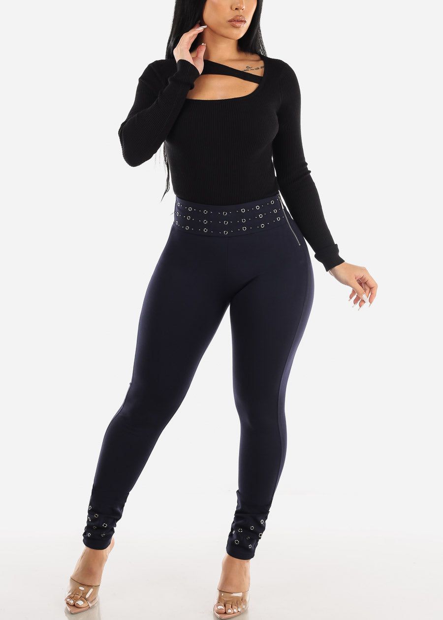 Butt Lifting High Waist Skinny Pants Navy sold by Moda product image thumbnail 2