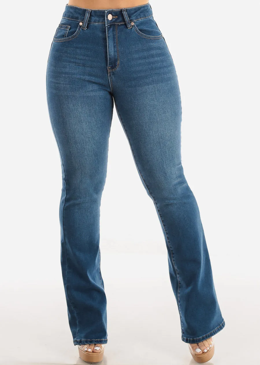 Classic One Button Butt Lifting Bootcut Jeans Med Blue sold by Moda product image thumbnail 4