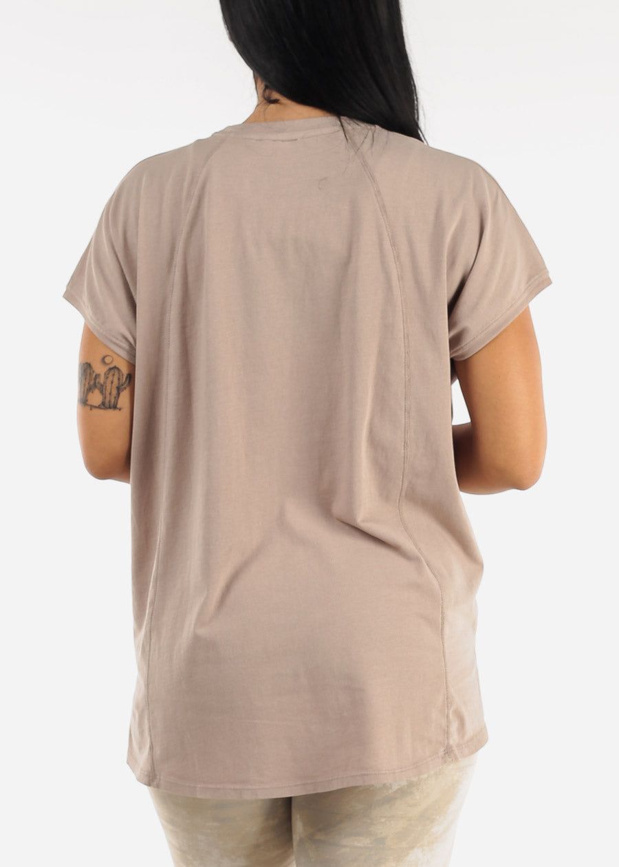 Pima Cotton Crewneck Tunic Tee Light Brown sold by Moda product image thumbnail 4