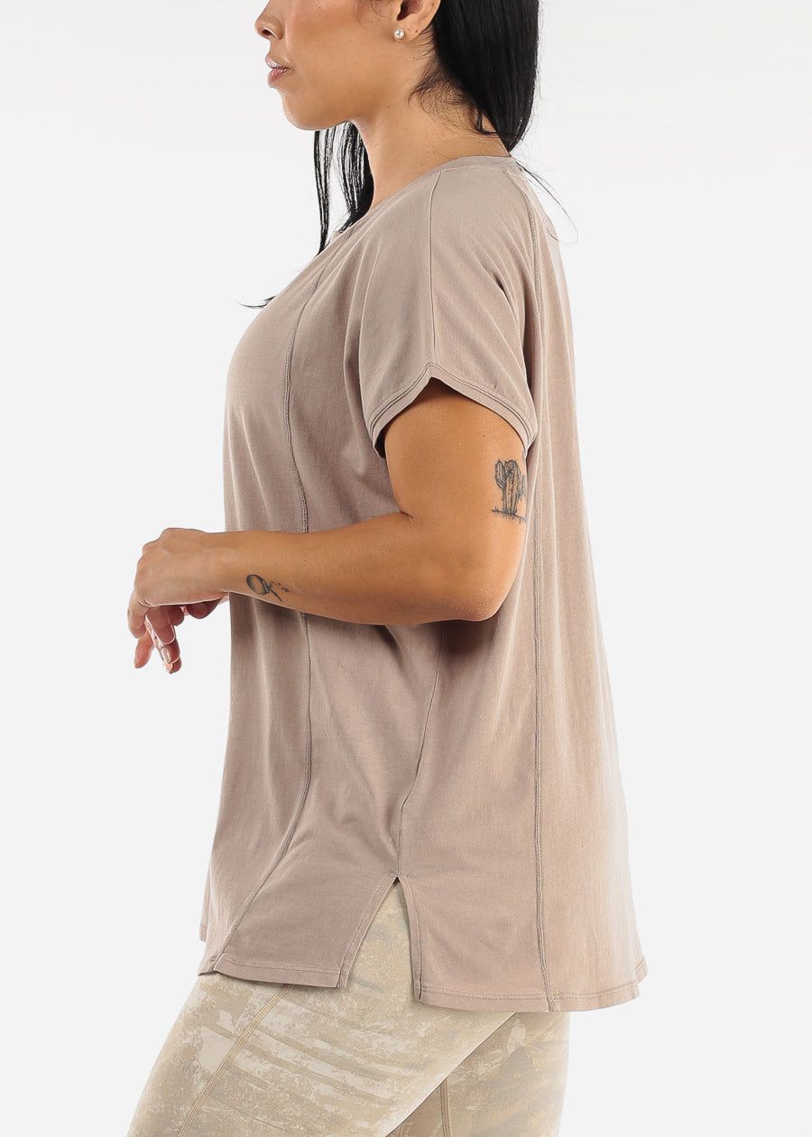Pima Cotton Crewneck Tunic Tee Light Brown sold by Moda product image thumbnail 3