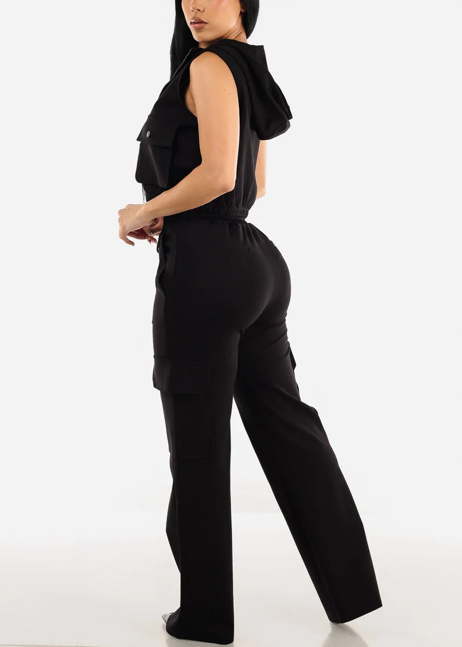 Black High Waist Straight Leg Cargo Pants sold by Moda product image thumbnail 5