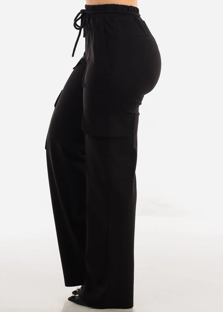 Black High Waist Straight Leg Cargo Pants sold by Moda product image thumbnail 3