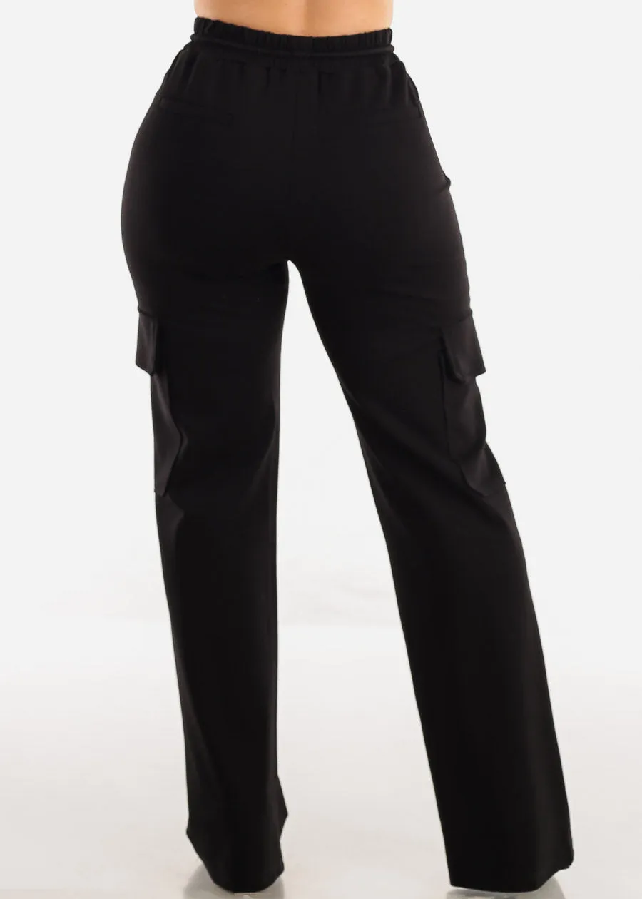 Black High Waist Straight Leg Cargo Pants sold by Moda product image thumbnail 4