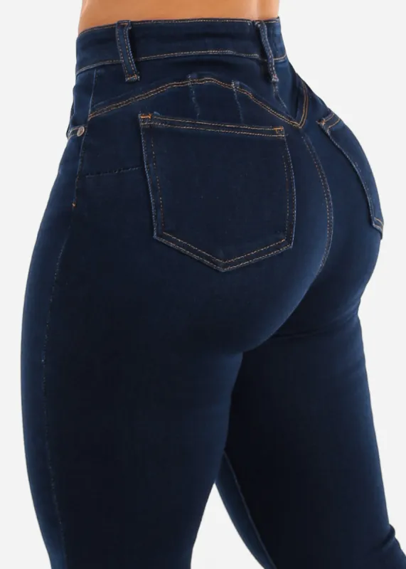 Butt Lift High Waist Skinny Jeans Dark Wash sold by Moda
