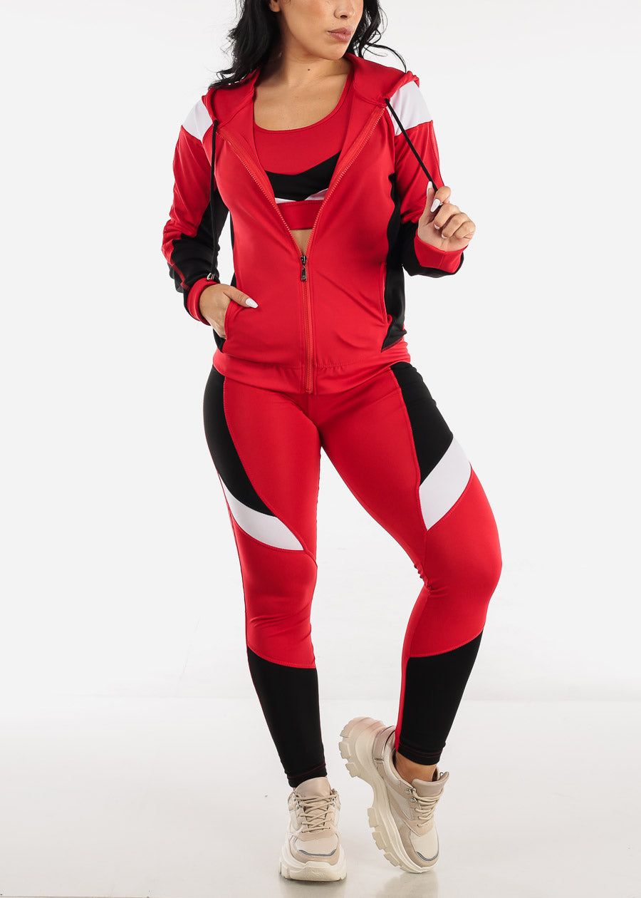 Red Activewear Jacket, Sports Bra & Leggings (3 PCE SET) sold by Moda product image thumbnail 6