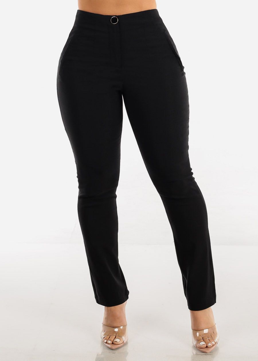 High Waisted Straight Dressy Pants Black sold by Moda