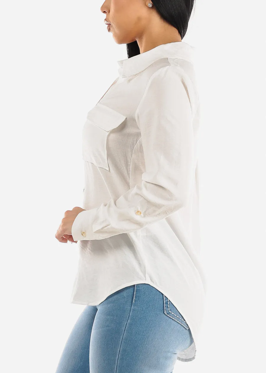 Button Down Long Sleeve White Shirt w Pockets sold by Moda product image thumbnail 3