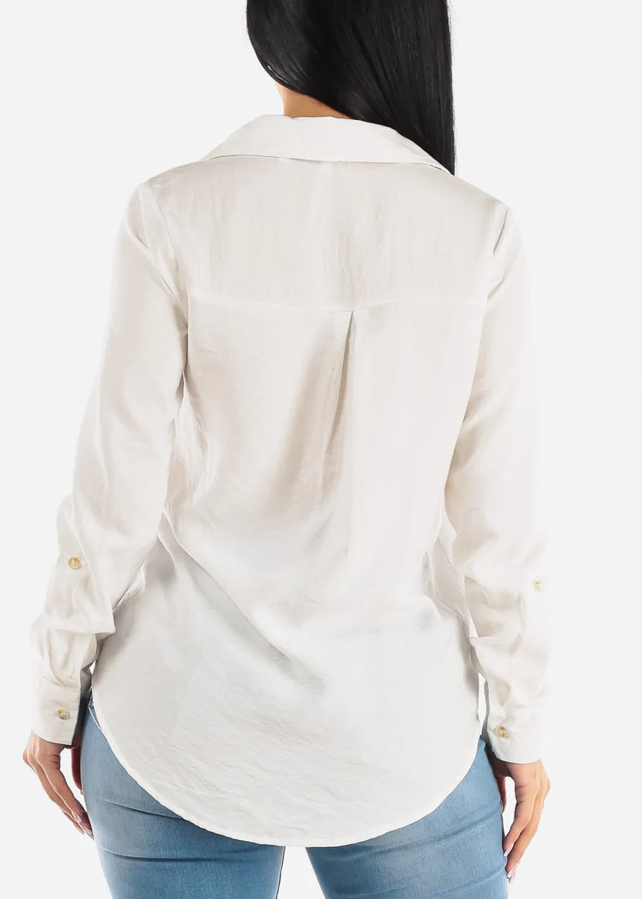 Button Down Long Sleeve White Shirt w Pockets sold by Moda product image thumbnail 4