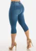 Distressed Mid Rise Stretchy Denim Capris sold by Moda